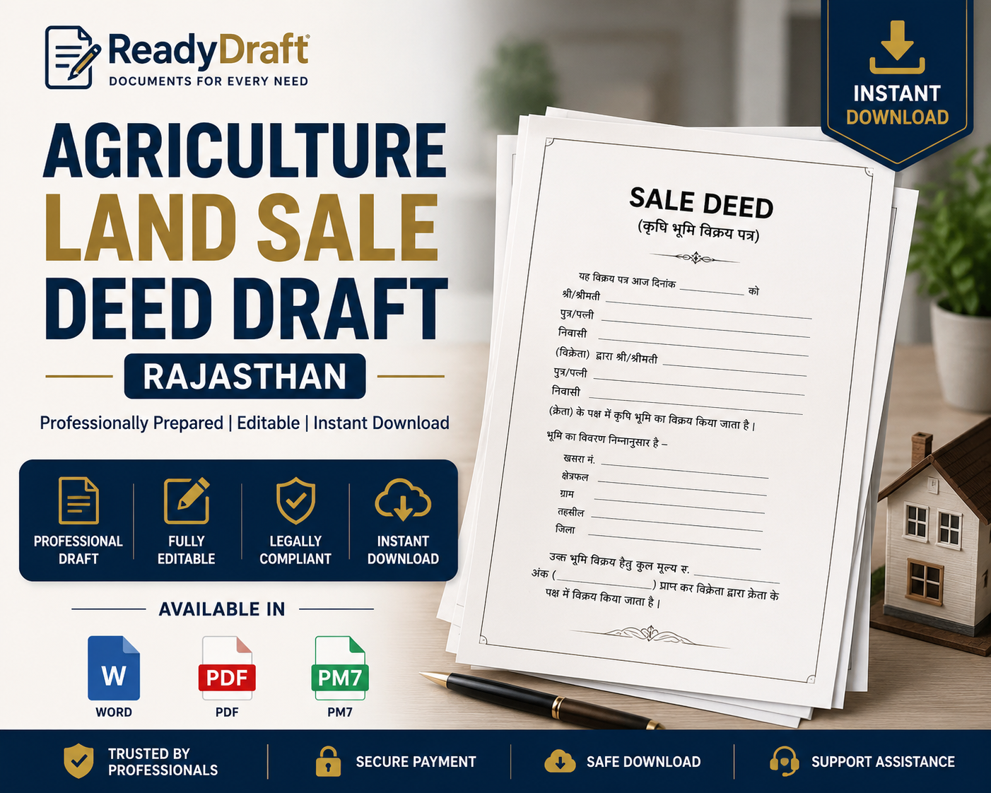 Sale Deed Draft – Rajasthan | Word + PDF